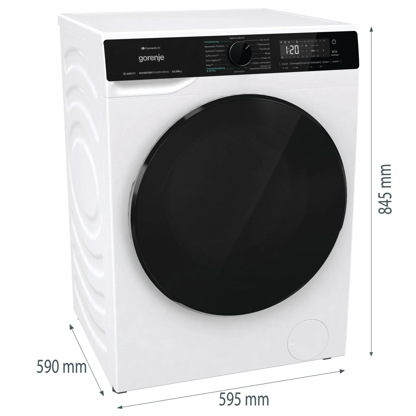 Gorenje WD2PA1X64ADW Waschtrockner, Connect Life, 16 Programme, 10,5 KG, 54 Liter, 1400 U/min – Bild 2