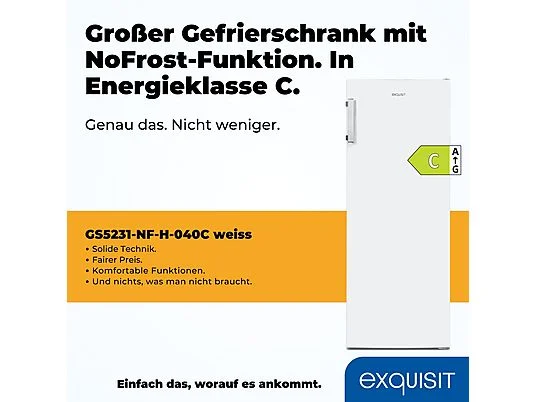 EXQUISIT GS5231-NF-H-040C weiss Gefrierschrank (C, 1430 mm hoch) – Bild 2