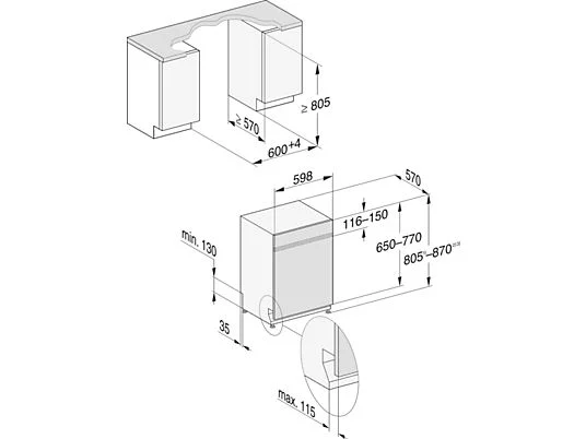 MIELE G 7210 SCi Geschirrspüler (teilintegrierbar, 598 mm breit, 43 dB (A), A) – Bild 4