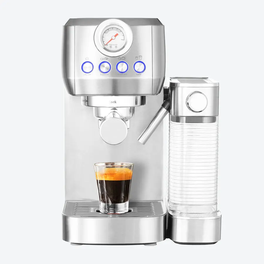 Platzsparende Kompakt-Siebträgermaschine mit automatischem Milchaufschäumer